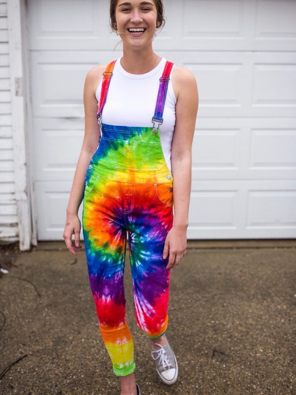 American Bazi Rainbow Tie-Dye Overalls